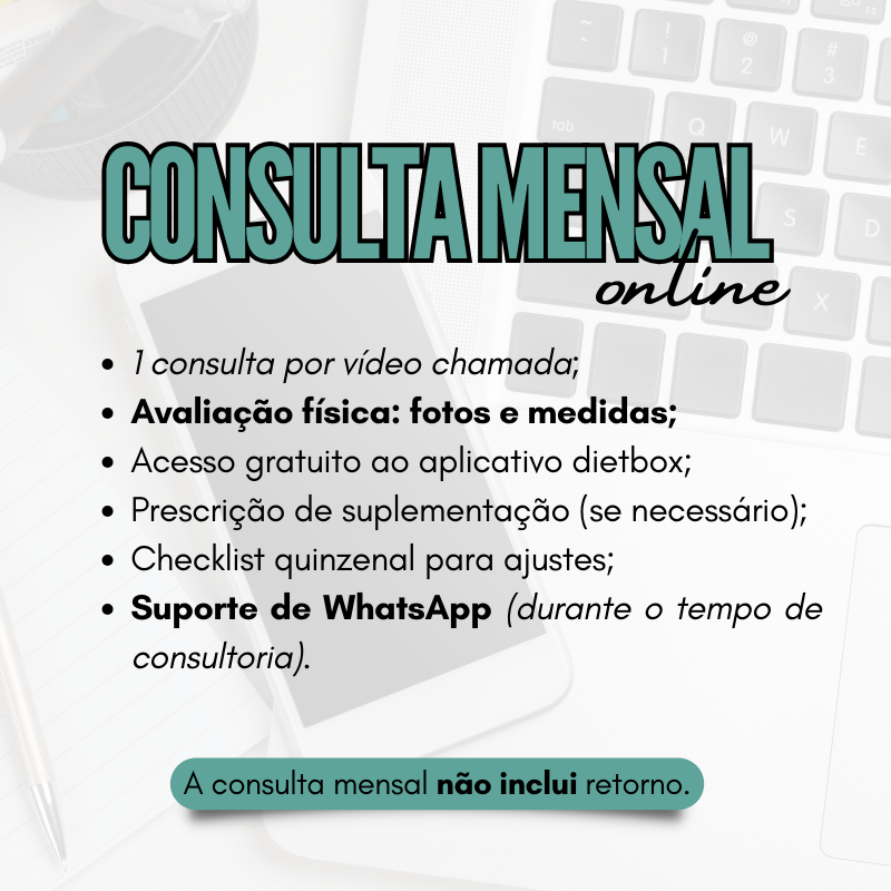 Consulta Nutricionional Mensal - Online de Amanda Novais Rezende Nutricionista