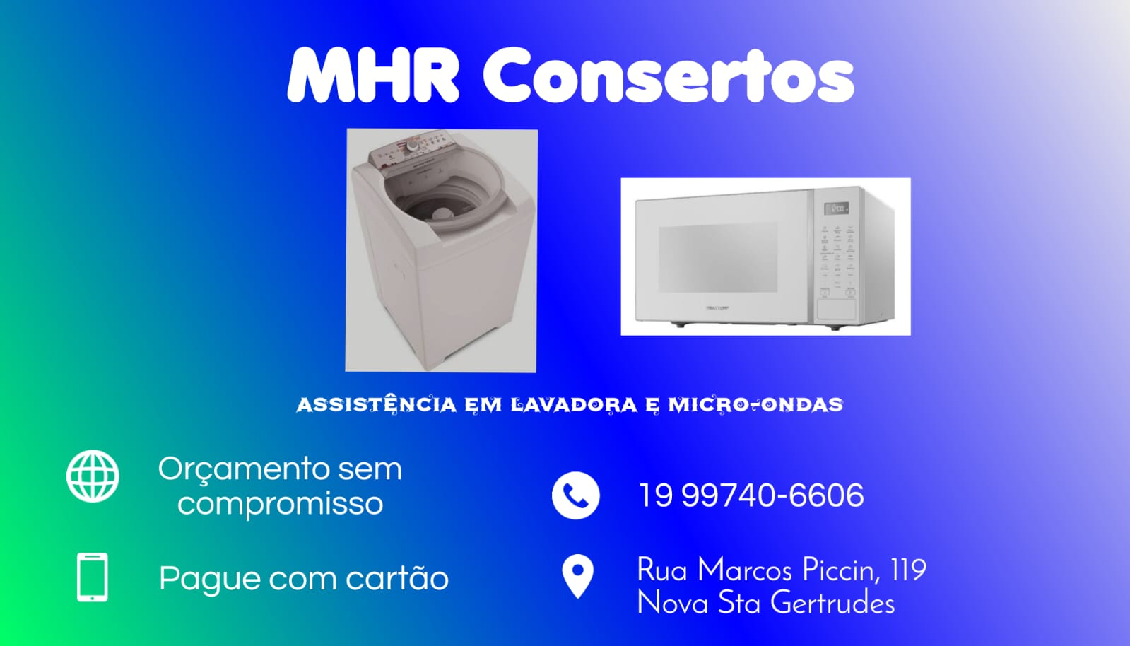 Assistencia em Lavadoras de roupas e fornos micro-ondas de MHR Consertos